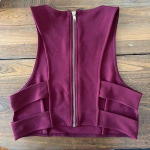 H&M Maroon Ribbed Cutout Crop Top
